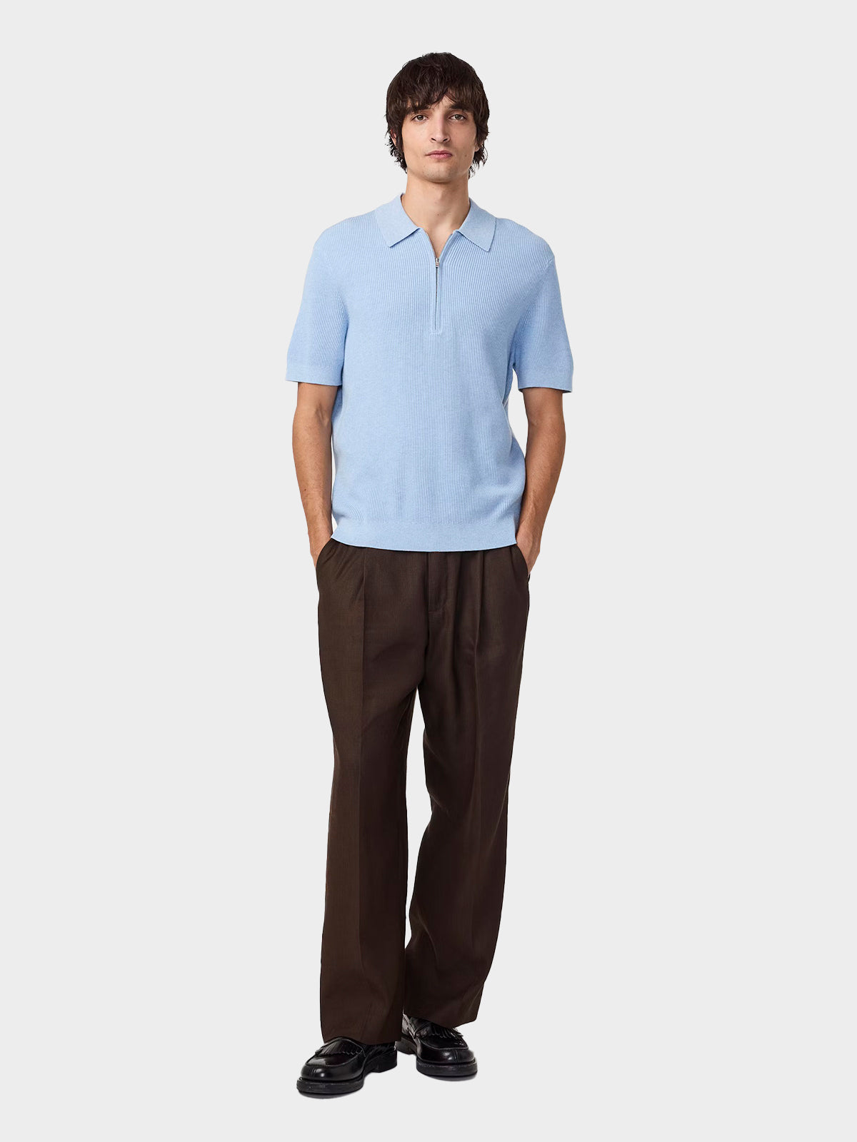 Hansie Ribbed Half Zip Polo