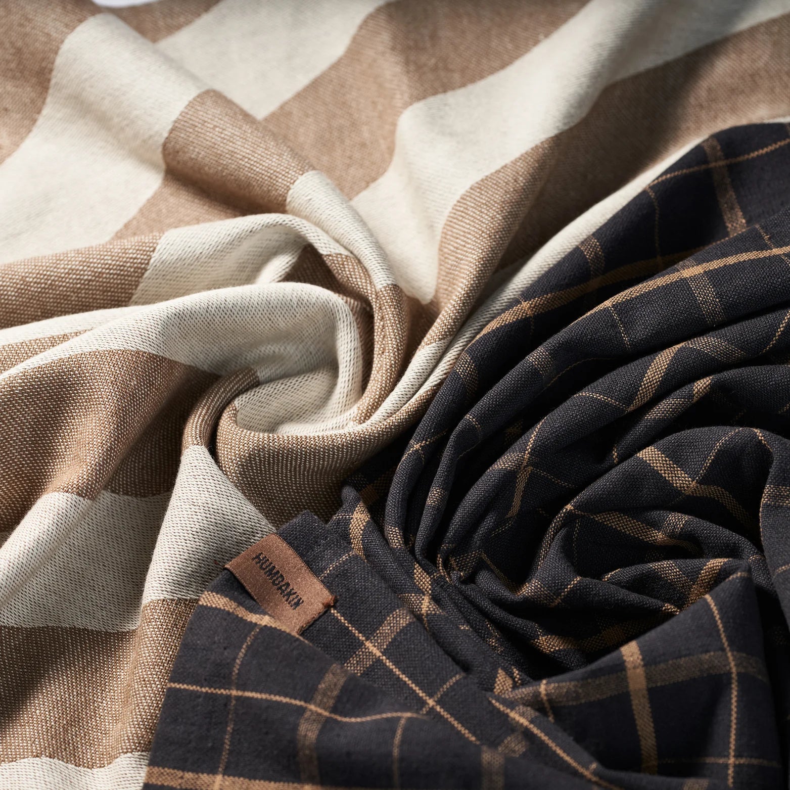 Humdakin - Recycled Cotton Tea Towel - 2 pack - Brown Plaid