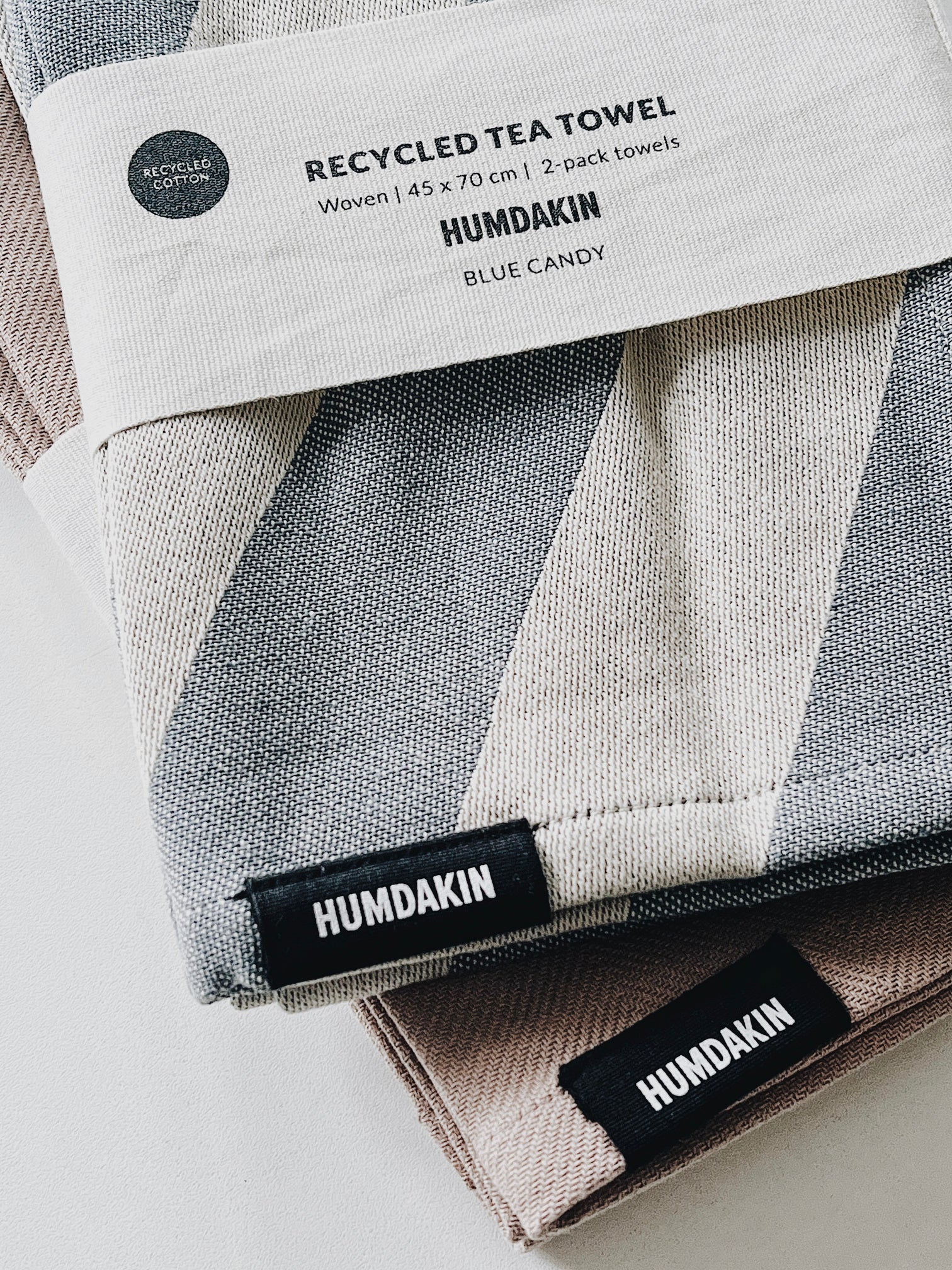 Humdakin - Recycled Cotton Tea Towel - 2 pack - Blue Candy