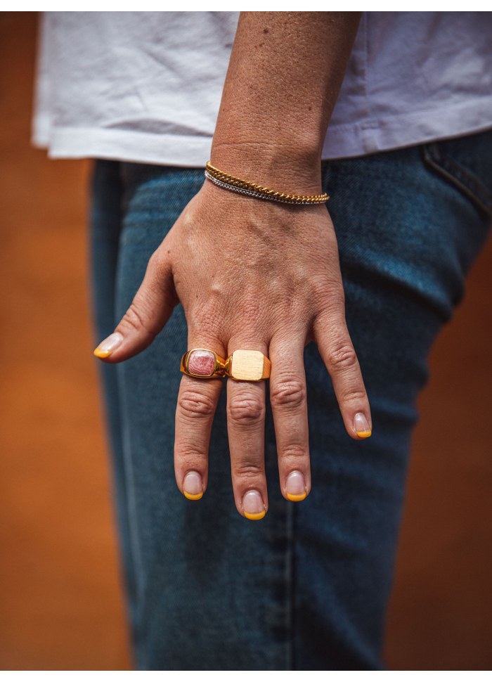 IX STUDIOS - CUSHION SIGNET RING RHODOCROSITE