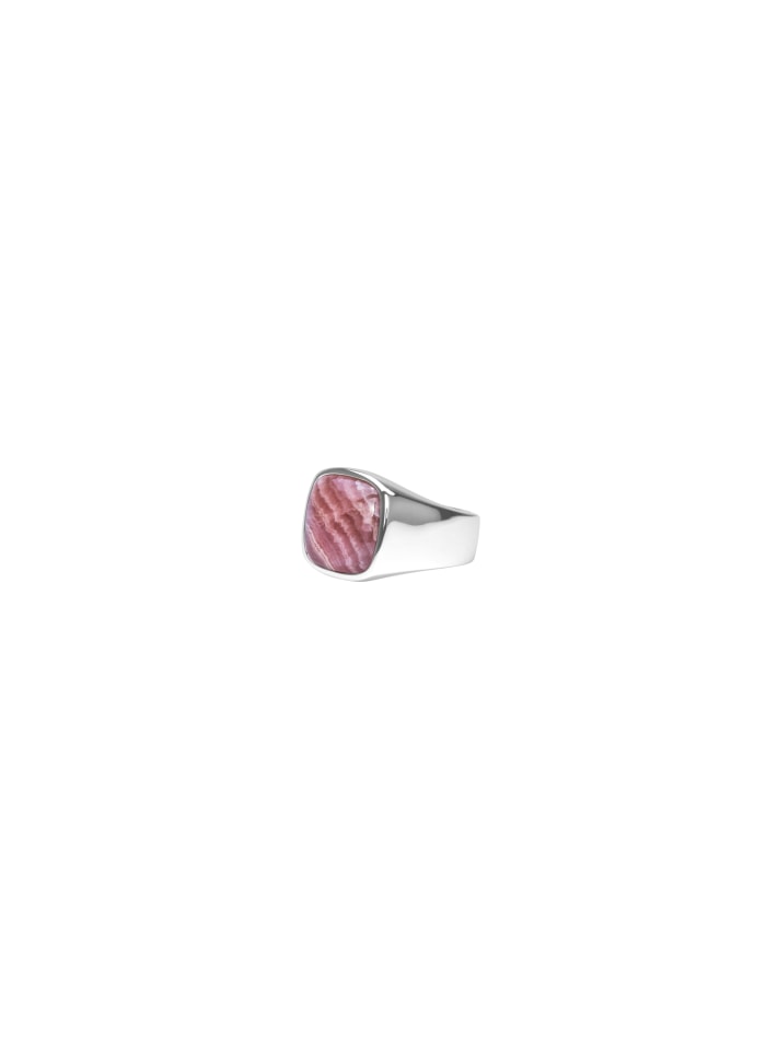 IX STUDIOS - CUSHION SIGNET RING RHODOCROSITE SØLV