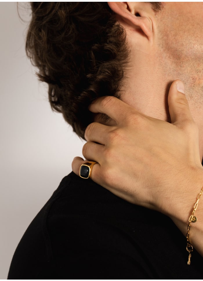 IX STUDIOS - CUSHION SIGNET RING - HAWKS EYE