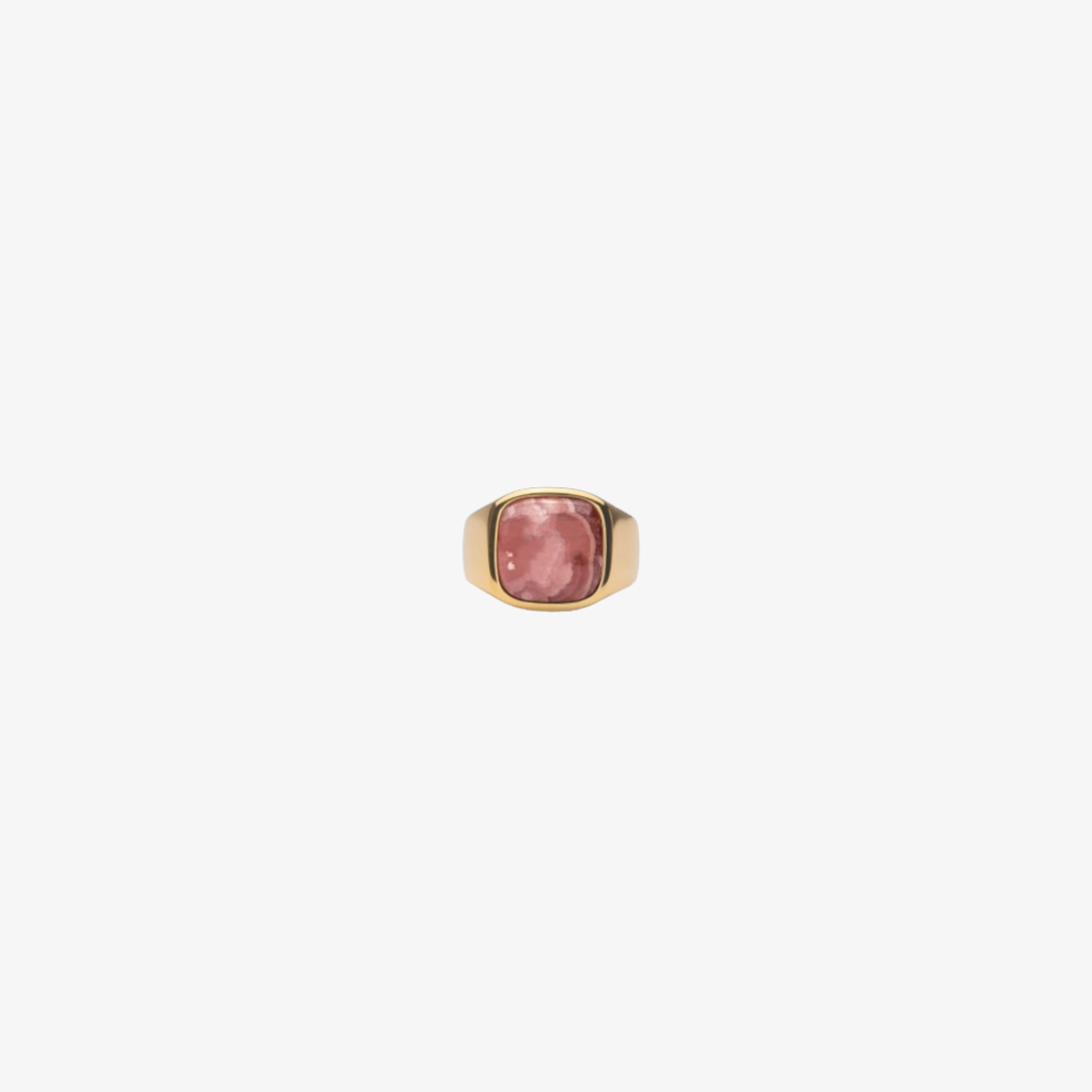 IX CUSHION SIGNET RING RHODOCROSITE