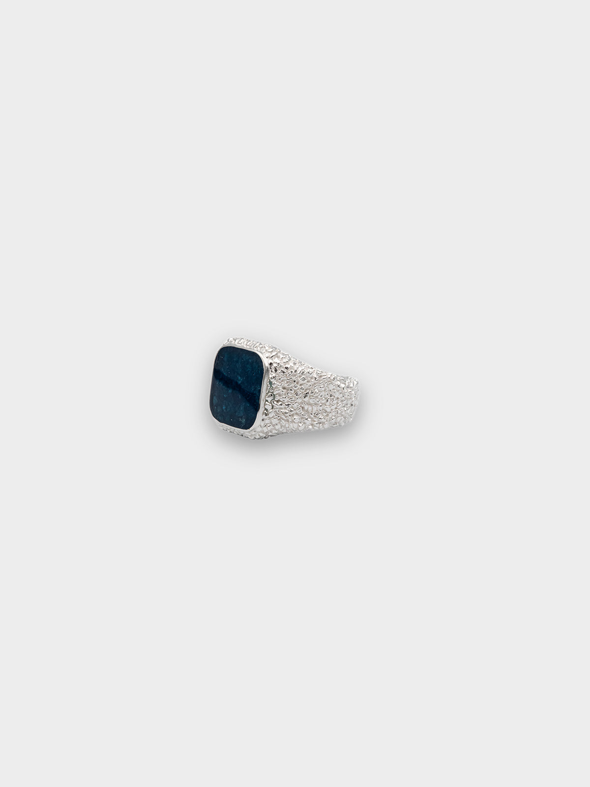 IX Crunchy Cushion Blue Enamel Ring Silver