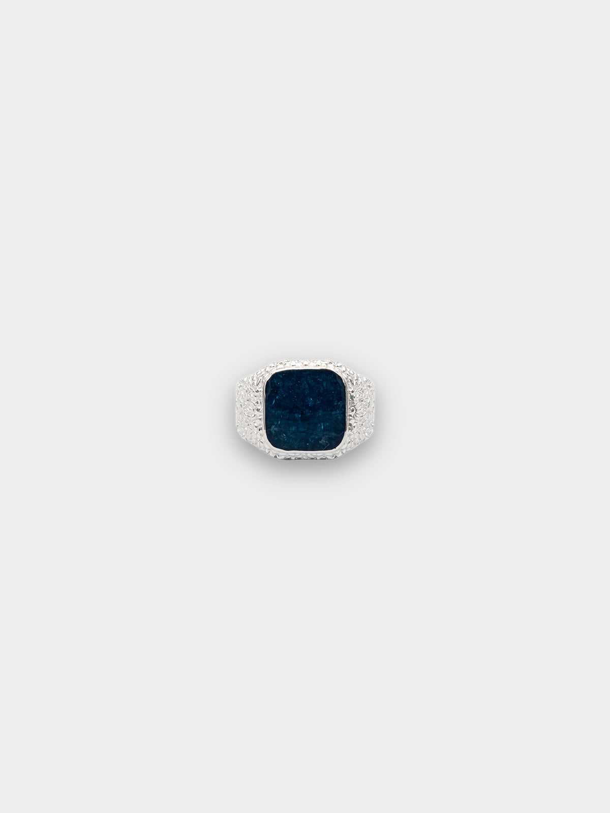 IX Crunchy Cushion Blue Enamel Ring Silver