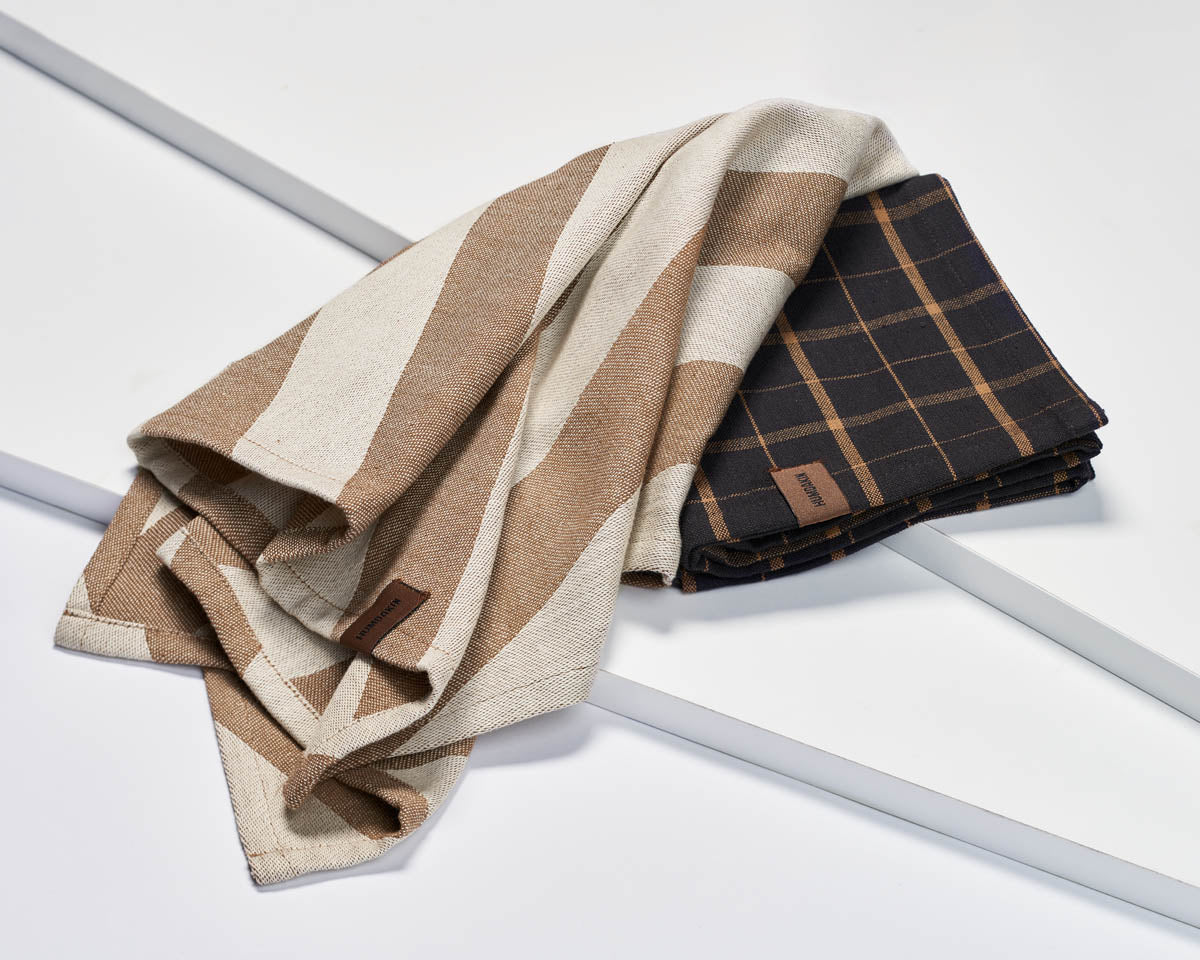 Humdakin - Recycled Cotton Tea Towel - 2 pack - Brown Plaid