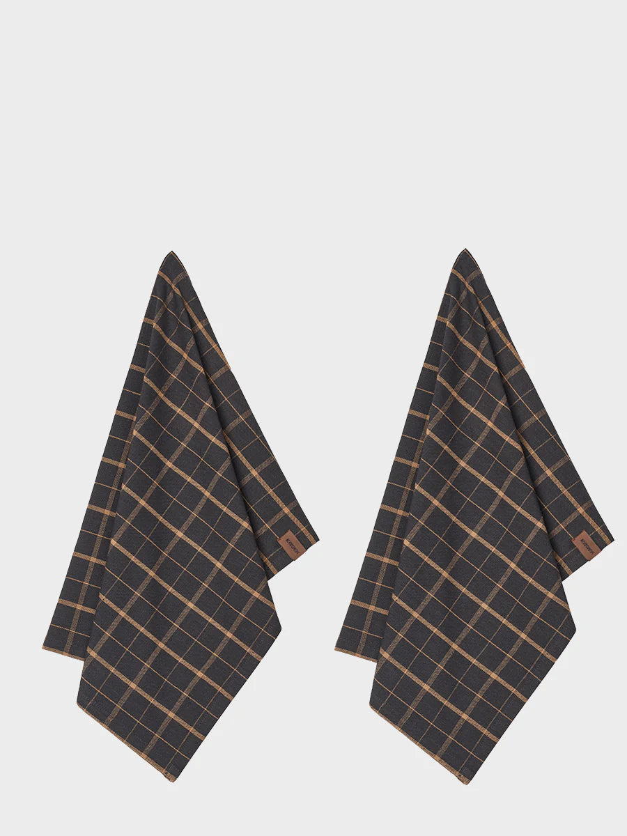 Humdakin - Recycled Cotton Tea Towel - 2 pack - Brown Plaid